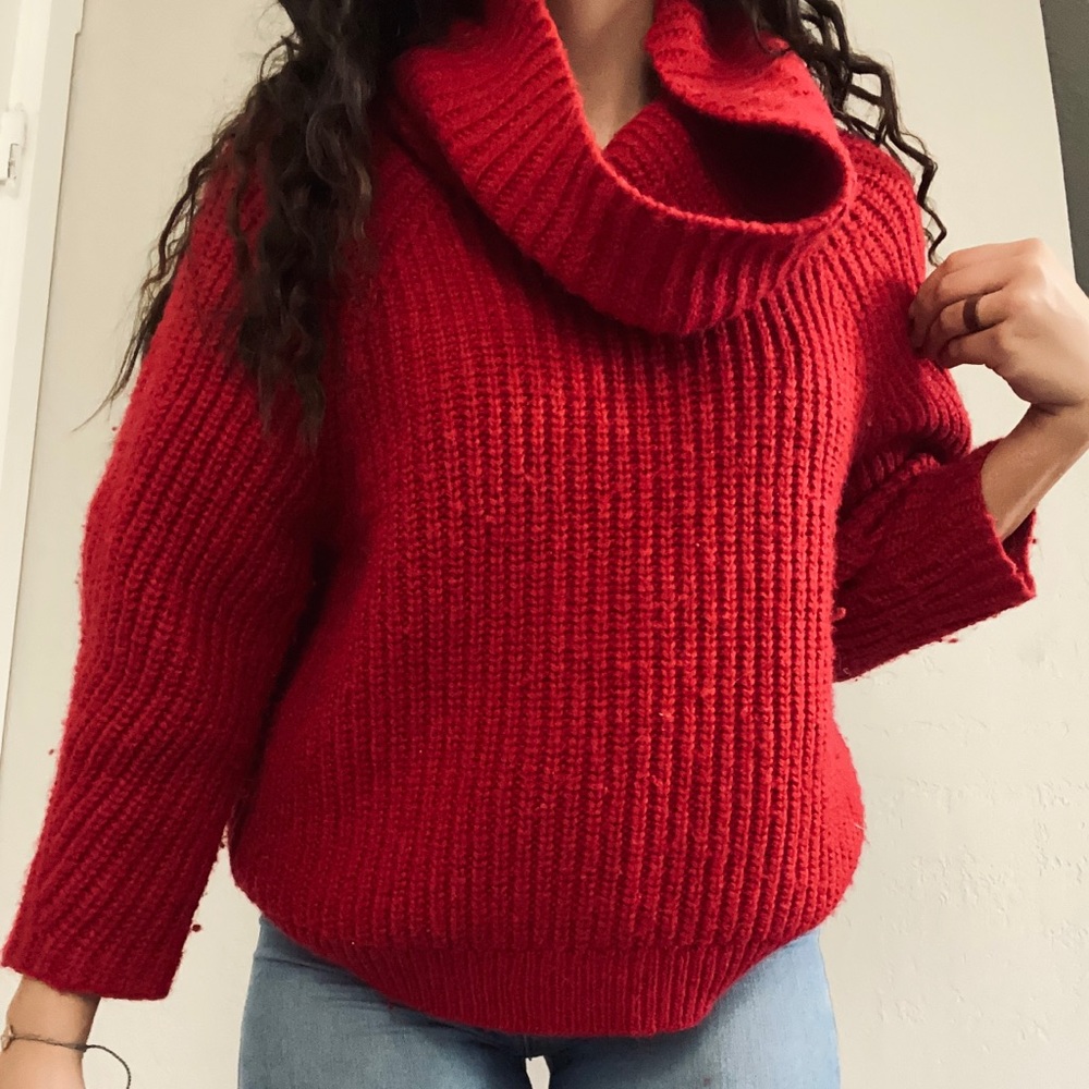 red turtle neck sweater